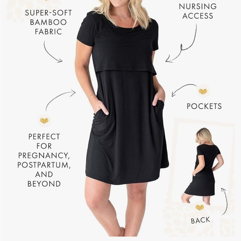 Kindred Bravely Eleanora Bamboo Maternity & Nursing Dress -Black